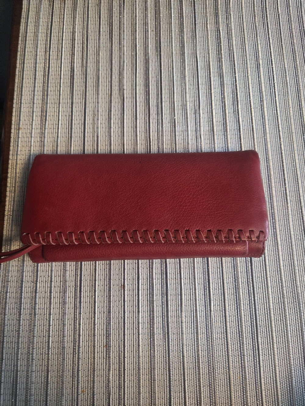 Handstitched Red Leather Clutch Wallet